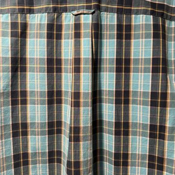 John Bartlett Consensus Button Up Shirt Medium Teal and White Plaid Long Sleeve - Picture 8 of 10